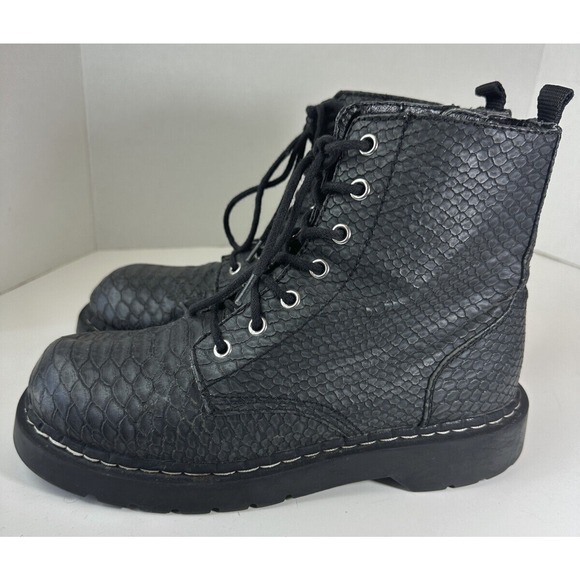 T.U.K. Reptile Pattern Combat Boot Y2k 90's Grunge Punk Gray US Women's Size 10 - Picture 16 of 16